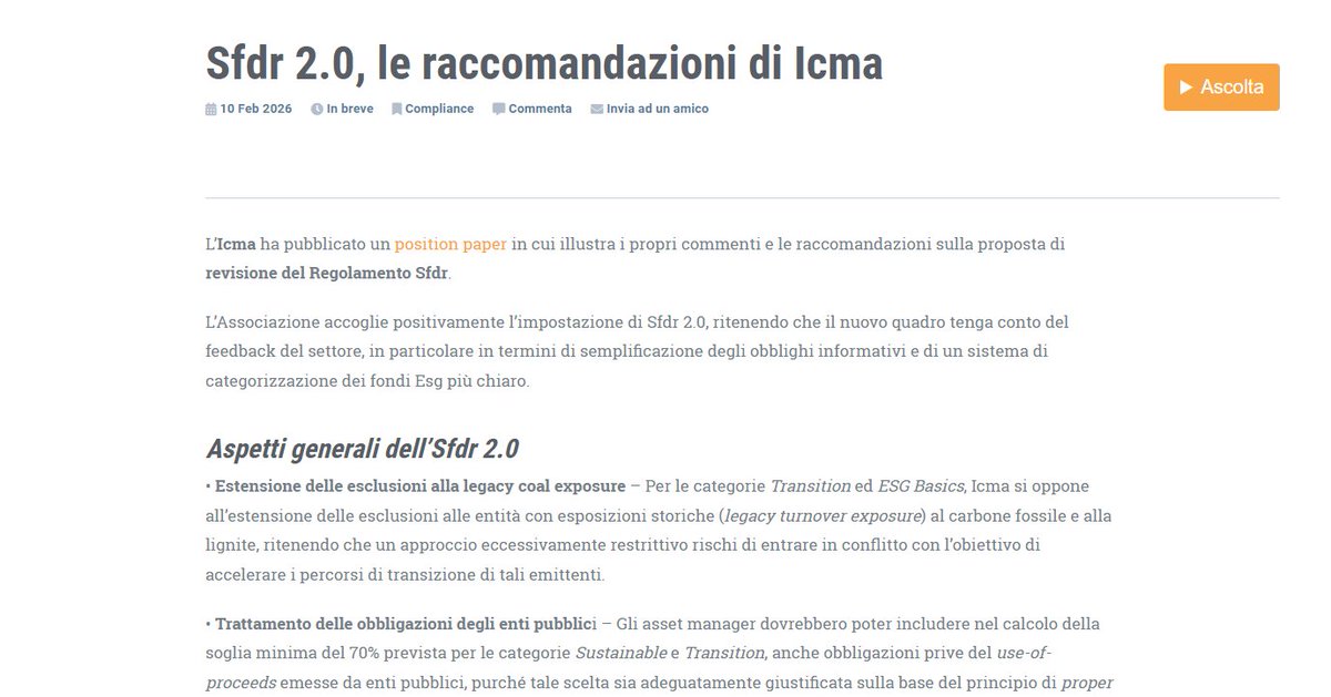 ETicaNews's tweet image. ➡️ #Sfdr2.0, le raccomandazioni di #Icma
📌 Link all’articolo nei commenti

#Sfdr #greenbond #bond #green