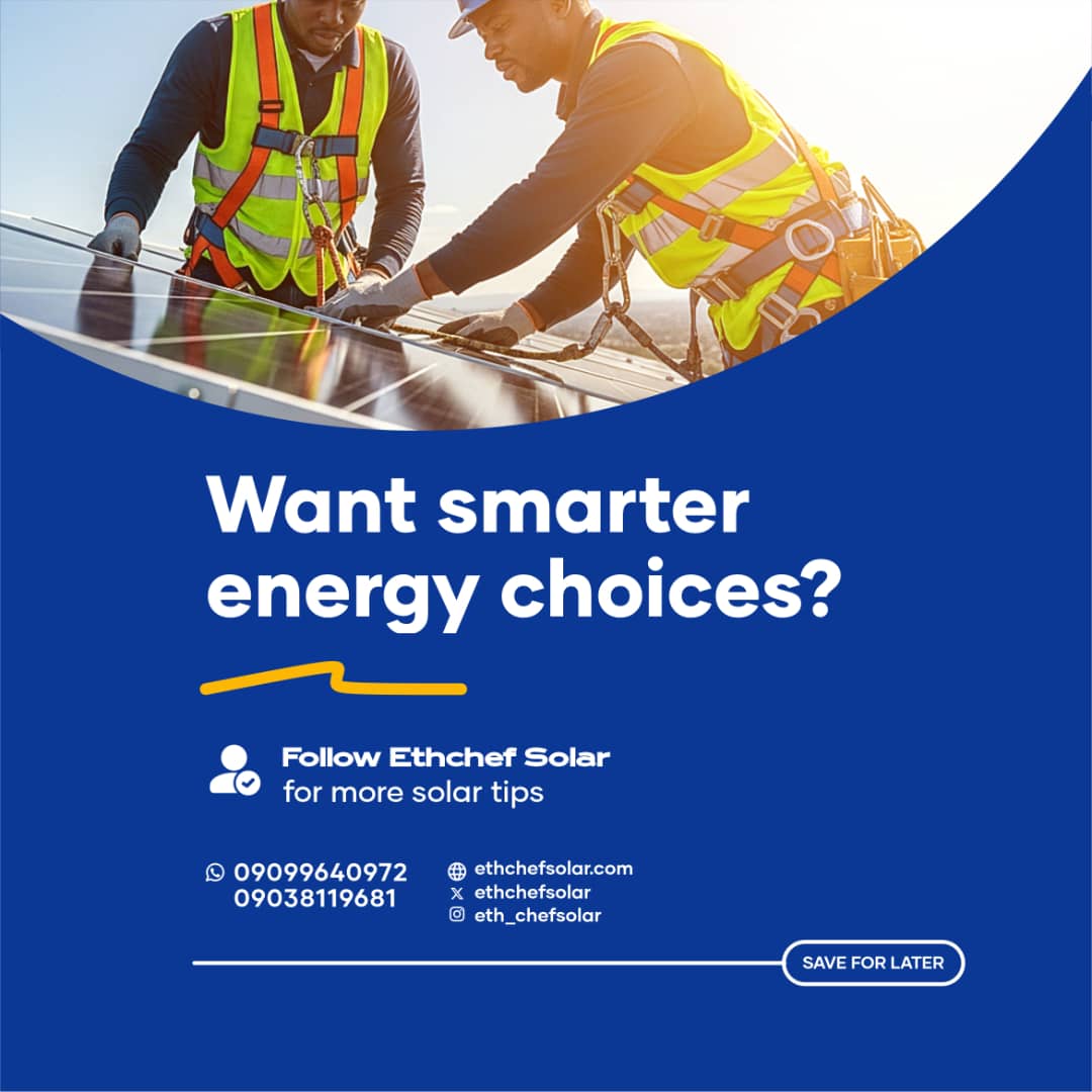 ethchefsolar's tweet photo. 👉 Learn more about our specialised design, installation, and maintenance solutions  https://t.co/6c1L9XNVFZ

👉 Ready to discuss your personalised system? Send us a DM.

 #SolarEnergy #Alexotti #AbujaTwitterCommunity #Abuja https://t.co/oJDgWZEqyn