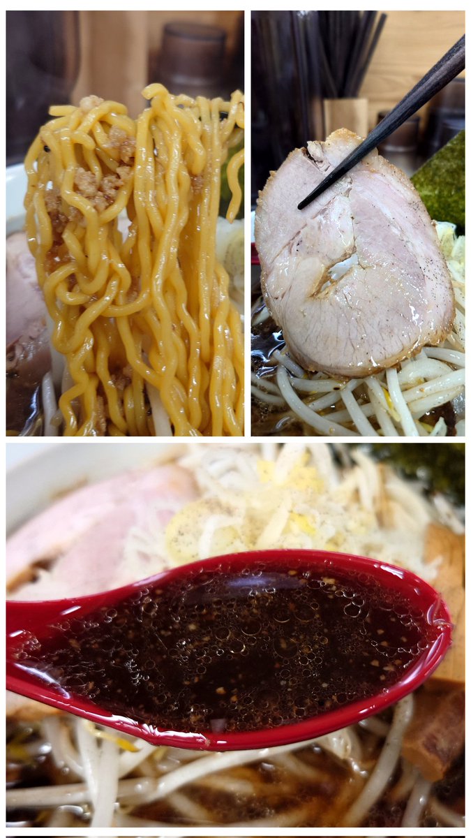 大公タンタン🍜港南区上大岡西
【限定】札幌正油らーめん(麺少120gくらい)

色も味わいも濃口に感じる醤油とラードにいかにも札幌らしい色合いと食感の麺😘

ラードを纏ったシャキシャキもやしとタップリ入った挽肉を麺にからめて喰らうとメチャ旨😋

塩🍜も食べてみたいが麺があと25くらいで終わ…続