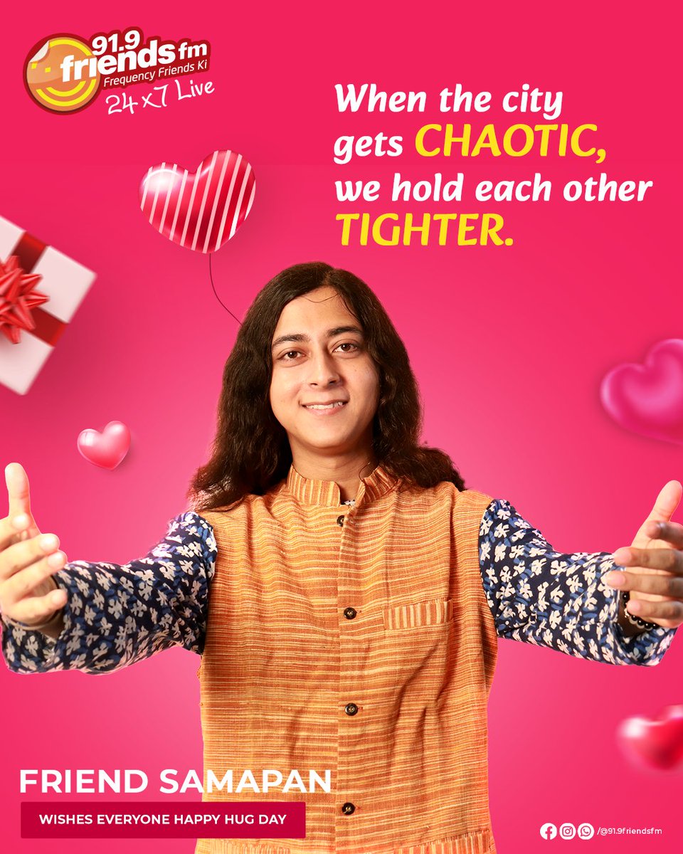 919FriendsFm's tweet image. Spreading warmth, one hug at a time 🤗❤️

Because when life gets loud, love gets closer.
.
.
.
.
#happyhugday #919FriendsFM #spreadthelove #citywithheart #ValentinesWeek