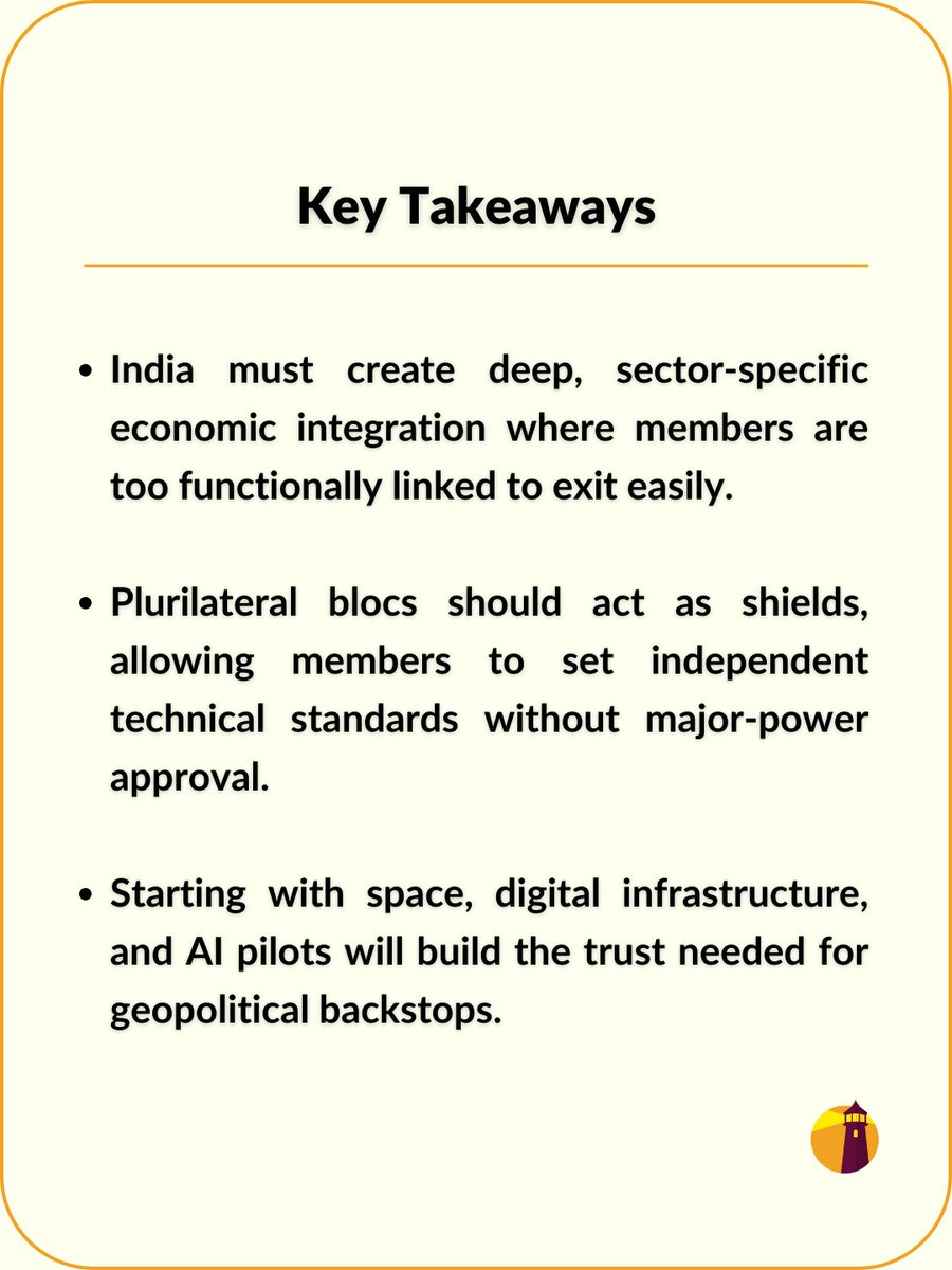 India’s multialignment strategy is under strain, caught between a volatile United States and a structurally aggressive China.

This paper argues that India should complement engagement with major powers by pursuing sectoral plurilateralism. Capability-driven groupings can act as