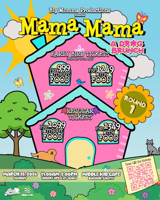 Hi everyone! 
Lapag ko lang here "Mama Mama"  drag brunch show open for all ages.🌟

With our lovely queens Venus Heart, Vfresh, Edsa Xxtra, Keyfang,  Camia South and Dra. Ruth Qanal. 💗💗💗

Early bird tixx available today until February 20, get yours now! 💋