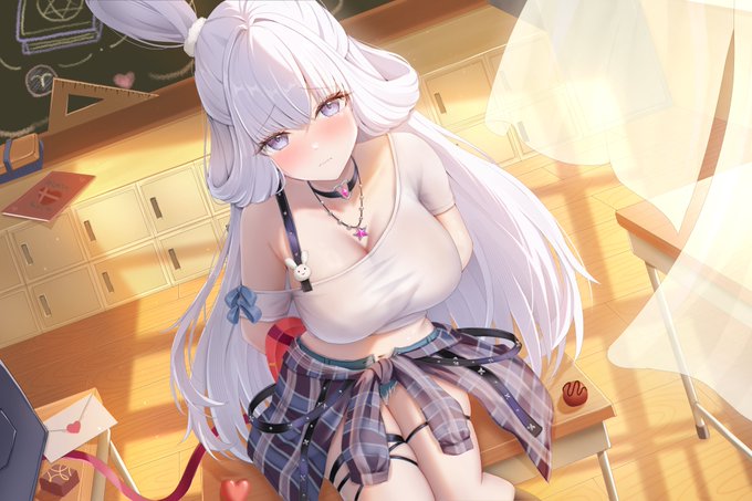 🍫Happy Valentine's Day🍫 
放課後の教室で、チョコを渡す前の少し緊張した嫦娥ちゃんを描かせて頂きました!!!✍️
#放置少女 #嫦娥 #バレンタイン 