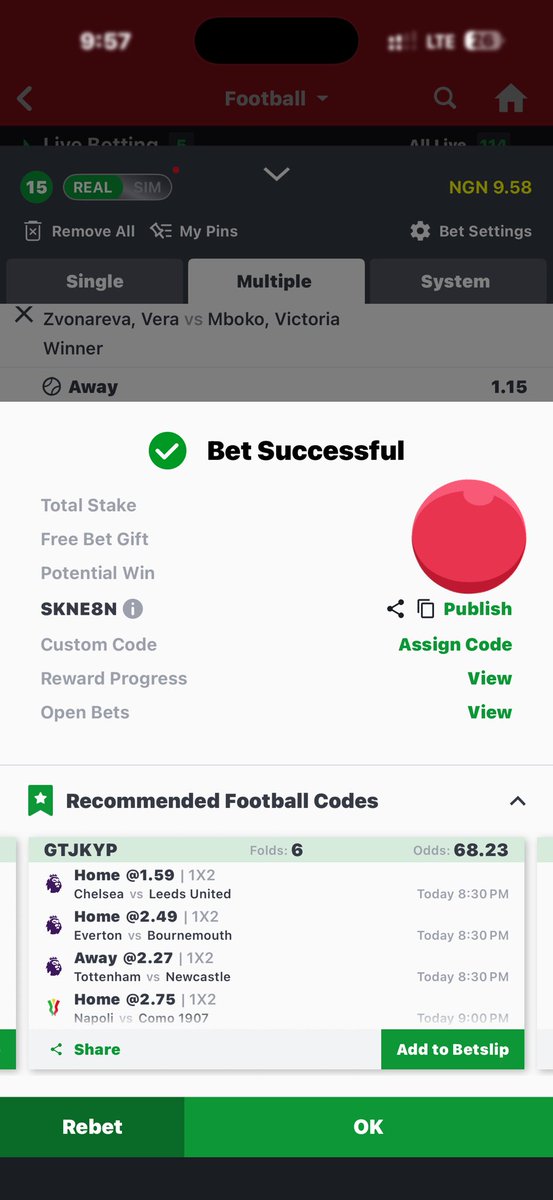 Today’s games 

10 odds 

SportyBet code 

SKNE8N

Boom 💥 💥💥on the code