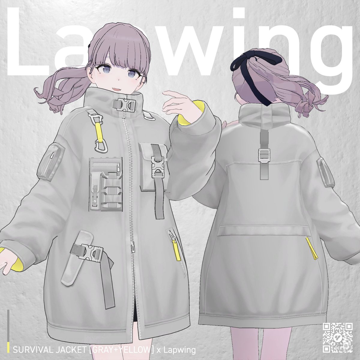 📢【2/16まで：VRChat衣装セール】

しなの / Lapwing / キプフェル対応
カラバリ8色セット

画像はGRAY+YELLOW着用の #Lapwing

正面・背面・裏地にあしらわれたアクセントの
YELLOWが映えるカラーリングです

🔻SURVIVAL JACKET🔻
yuhei.booth.pm/items/7957160
