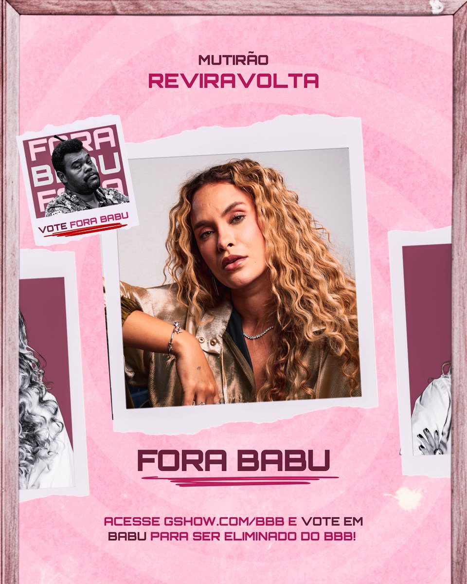 ssarahandrade's tweet photo. 🔎 MUTIRÃO REVIRAVOLTA🔎 

📥 A cada 10 votos, deposite um EMOJI aqui.
⏰ ENCERRA ÀS 07:00H!
🚨 O voto é pra SAIR, portanto votem #ForaBabu! 

🎯 META: 1000 RESPOSTAS.

🔗: https://t.co/g0JmdIOCK1 https://t.co/NhBxRhfyqs