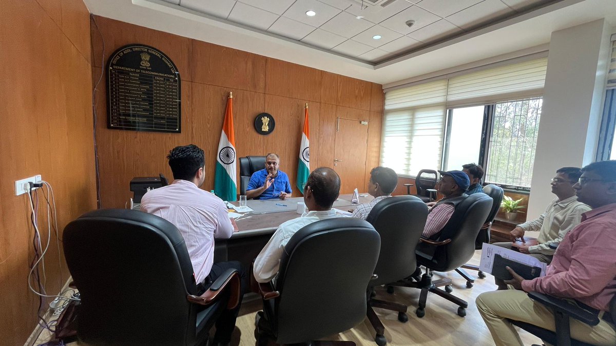 Guj_LSA_DoT_MoC's tweet photo. Gujarat LSA, DoT held a Telecom Project Review Meeting under the chairmanship of Addl. DGT, Gujarat LSA, with CGM BSNL and BBNL. The meeting saw productive discussions on 4G Saturation Project, progress of BharatNet, Samriddh Gram Panchayats, and strengthening telecom connectivity in border areas, reaffirming commitment towards robust digital infrastructure in the Gujarat and UT of DNH&DD.  #Dot #telecommunications #connectedIndia @JM_Scindia @PemmasaniOnX @pib_comm @PIB_India @DDNewslive