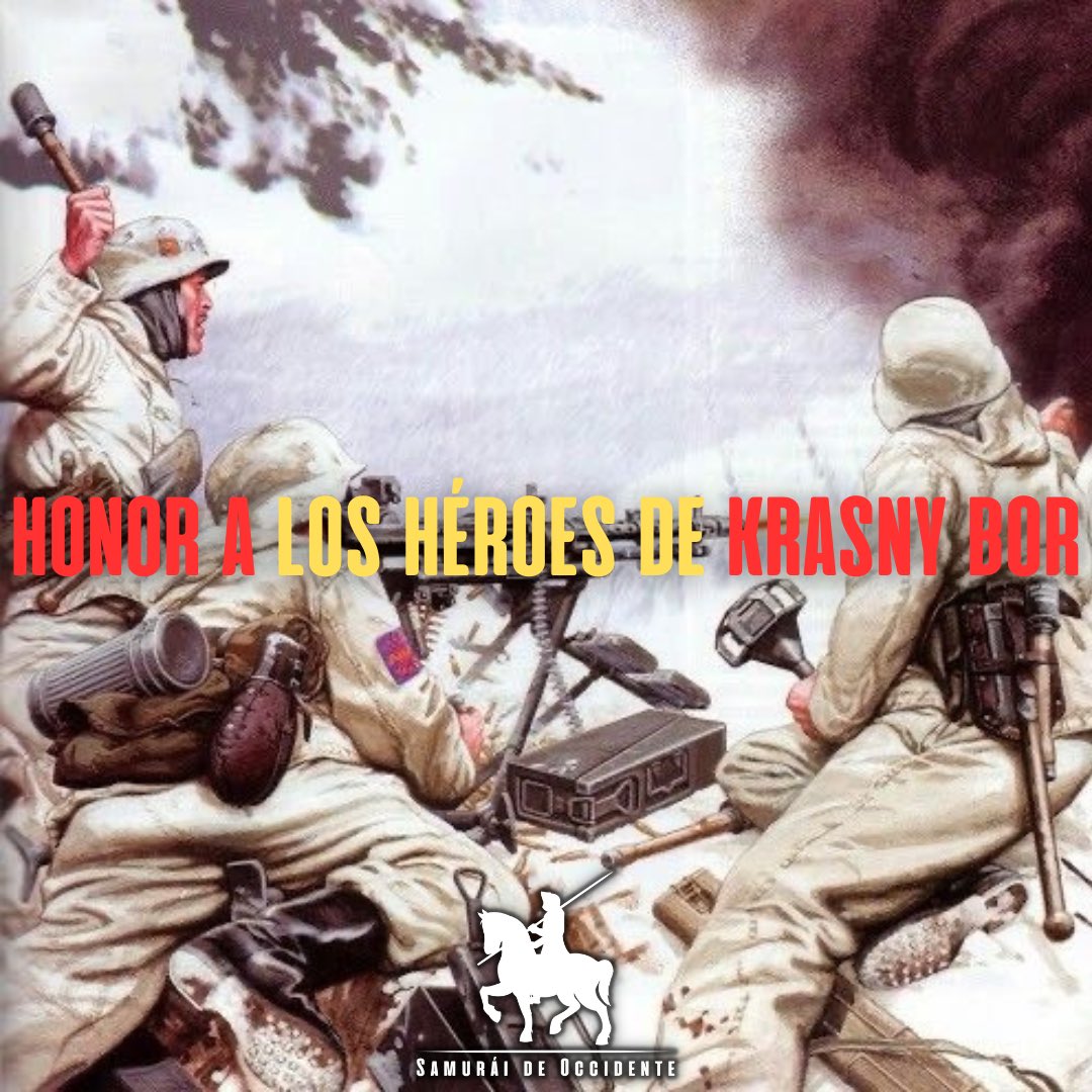 𝐇𝐎𝐍𝐎𝐑 𝐀 𝐋𝐎𝐒 𝐇𝐄́𝐑𝐎𝐄𝐒 𝐃𝐄 𝐊𝐑𝐀𝐒𝐍𝐘 𝐁𝐎𝐑

🔥 Hoy se cumplen 83 años de la batalla de Krasny Bor, en la que 5000 soldados españoles de la División Azul mantuvieron a raya a 40.000 soldados soviéticos.