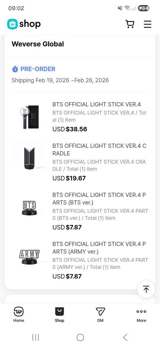 AliSkid's tweet photo. Finally managed to order the #BTS version 4 lightstick.  Was sat on my phone dead at 9am (UK time) with the 2nd round of pre-order went live.  Thank god I checked the website first thing this morning otherwise I would have missed out again. https://t.co/F2AtWfFVgN