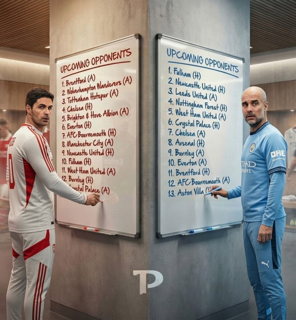 Solprew's tweet photo. 𝗡𝗘𝗪:  Remaining Premier League fixtures for both Manchester City and Arsenal 2025/2026 season https://t.co/k6kiBUvgxl