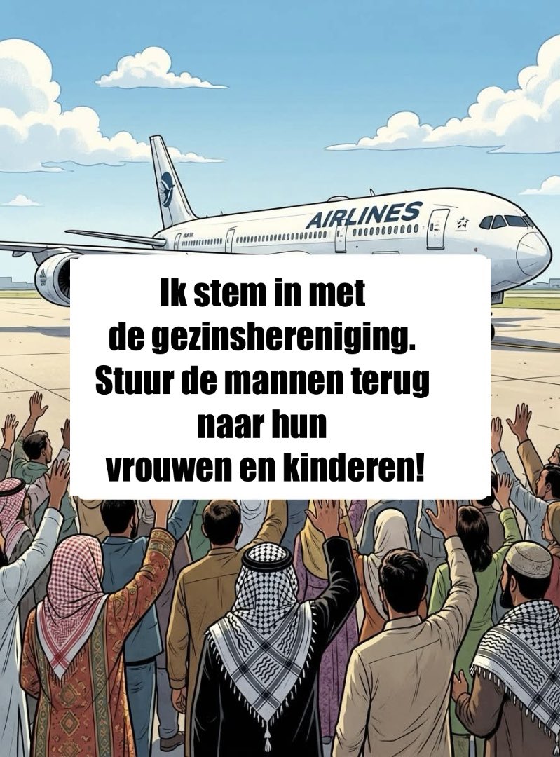 EWagensveld's tweet image. Zo zou het moeten, en niet andersom. 
Toch te gek voor woorden dat hier voornamelijk mannen door tig veilige landen naar Nederland komen, hun vrouwen en kinderen achterlaten en we nu claims van 53 duizend nareizigers hebben liggen die allemaal op onze woningmarkt komen, onze…