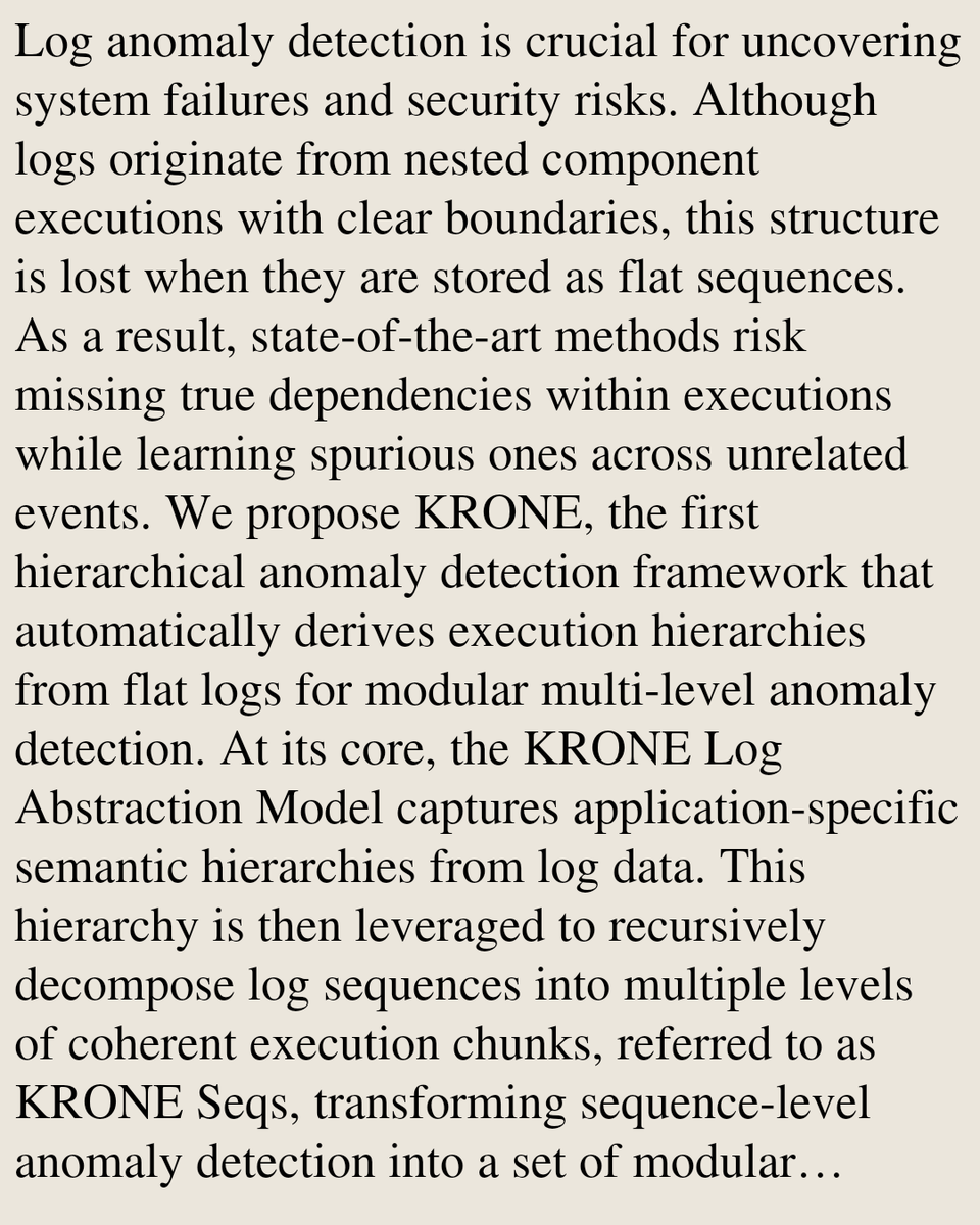 UFCS's tweet image. KRONE: Hierarchical and Modular Log Anomaly Detection

Lei Ma, Jinyang Liu, Tieying Zhang, Peter M. VanNostrand, Dennis M. Hofmann, Lei Cao, Elke A. Rundensteiner, Jianjun Chen
arxiv.org/abs/2602.07303 [𝚌𝚜.𝙳𝙱 𝚌𝚜.𝙰𝙸 𝚌𝚜.𝚂𝙴]