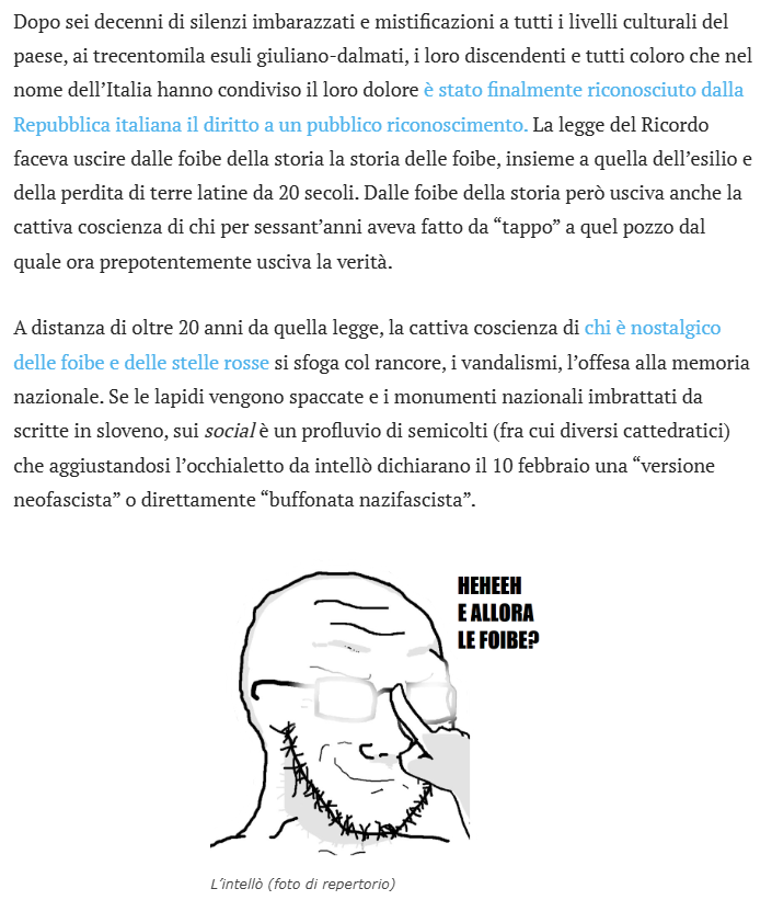 meisterengel's tweet photo. Vale la pena di tornare sulle vicende di #foibe ed #esodo. Ecco in 10 punti come e perché uscire dalle morte gore di una narrazione basata sul "male assoluto"
https://t.co/ak764KgwVq https://t.co/bchMwENZab