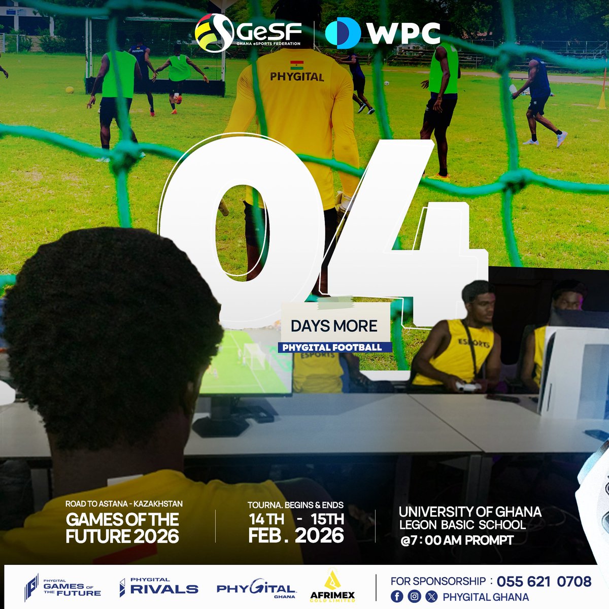 The day is getting closer.
Teams are eager to battle for the Phygital Football Title. Phygital Football goes down this Saturday, 14th February, and concludes on 15th February.

Only one team will rise.
Which team will represent Ghana in Astana? #PhygitalGhana #GhanaEsports #WPC