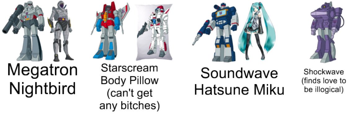 S0undwave1984's tweet image. The four main Decepticons and their spark mate