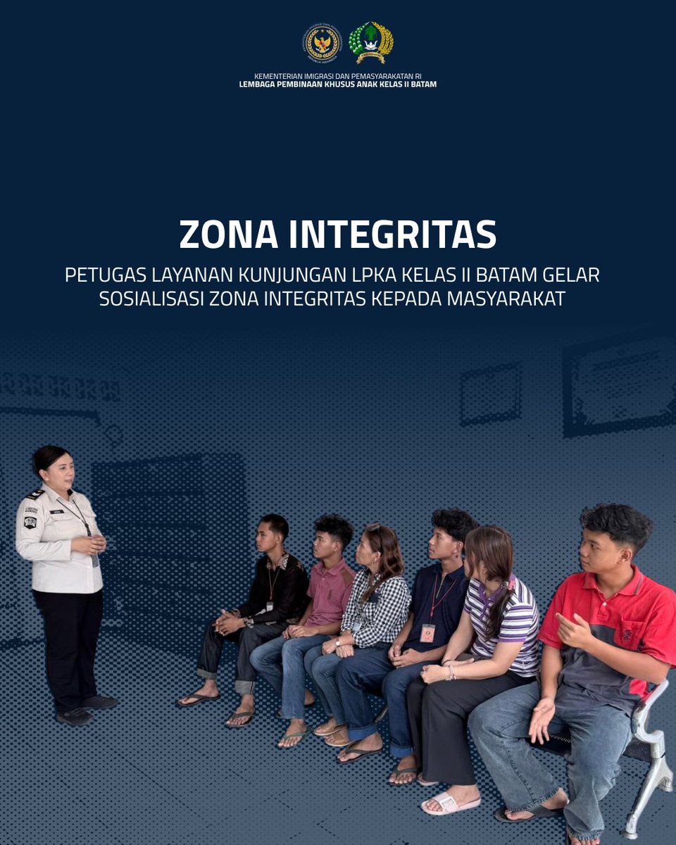 lpkabatam's tweet photo. Hallo #SobatCeria, LPKA Batam gelar kegiatan sosialisasi Zona Integritas kepada masyarakat sebagai bagian dari upaya penguatan komitmen dalam mewujudkan birokrasi yang bersih, transparan, dan akuntabel. Selasa (10/02)

#SetahunBerdampak
#lpkabatam
#kemenimipas
#faizalgerhaniputra https://t.co/k4nxzC5ctT
