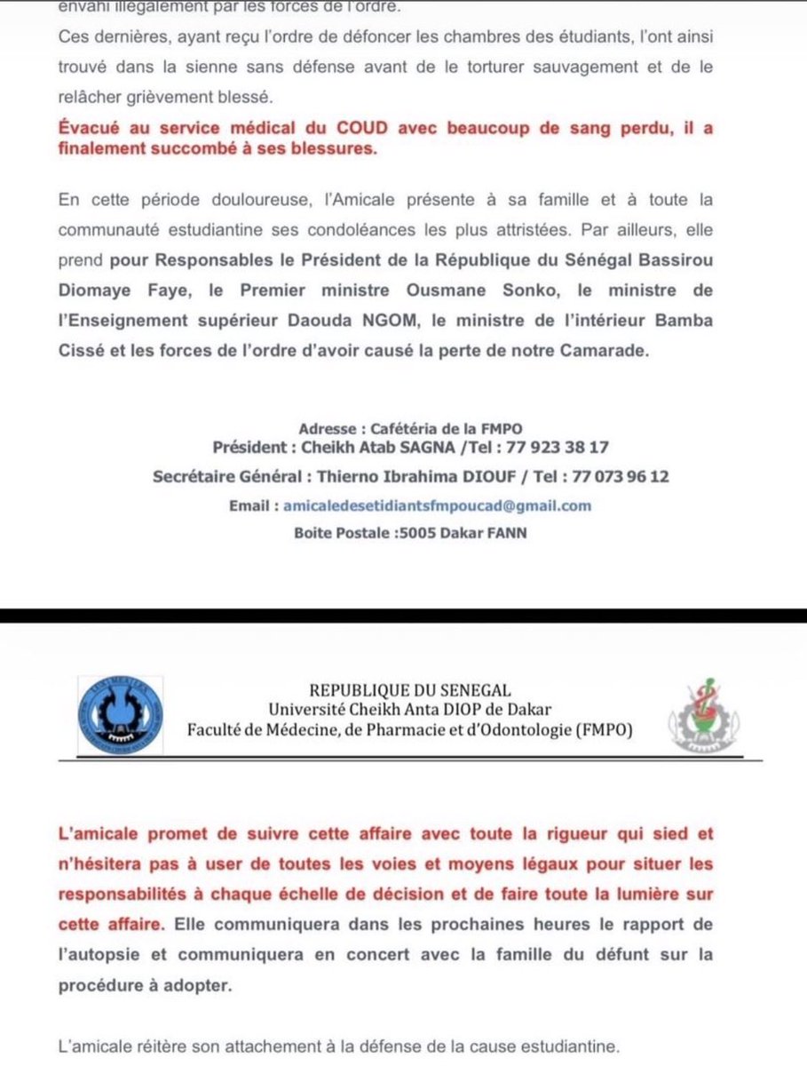 autruicomoi's tweet photo. L’Amicale des étudiants de Médecine, Pharmacie et Odontologie : «  Abdoulaye Ba dans sa chambre car ne pouvant pas quitter le campus social envahi illégalement par les forces de l'ordre. Ces dernières, ayant reçu l'ordre de défoncer les chambres des étudiants, l'ont ainsi… https://t.co/zMtxZdGNuo