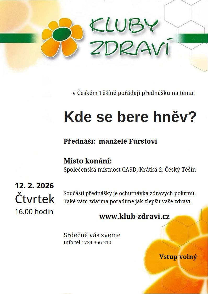 PetrHamrozi's tweet photo. Zveme Vás na tradiční Klub zdraví, který proběhne ve čtvrtek 12. února 2026 od 16 hodin na téma Kde se bere hněv a jak s tím bojovat. Zajímavé téma...

Místo:  Sbor Církve adventistů s.d., ul. Krátká 2 

Jste srdečně zváni :-)
https://t.co/boMlP1pLkI https://t.co/TECwT9Zvei