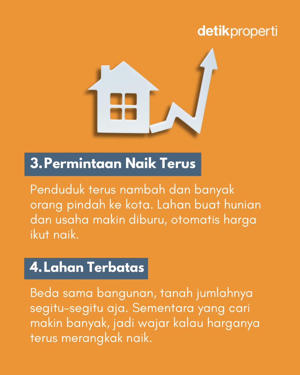 detik_properti's tweet image. #Hargatanah tuh makin ke sini makin naik aja, ya? Sebenarnya ada beberapa alasan kenapa hal itu bisa terjadi lho. Simak penjelasannya:

#TipsProperti