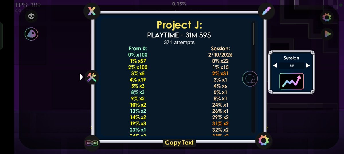 zzyanx_'s tweet image. I died 100x on 2% and 0% on Project J #projectJ  #GeometryDash