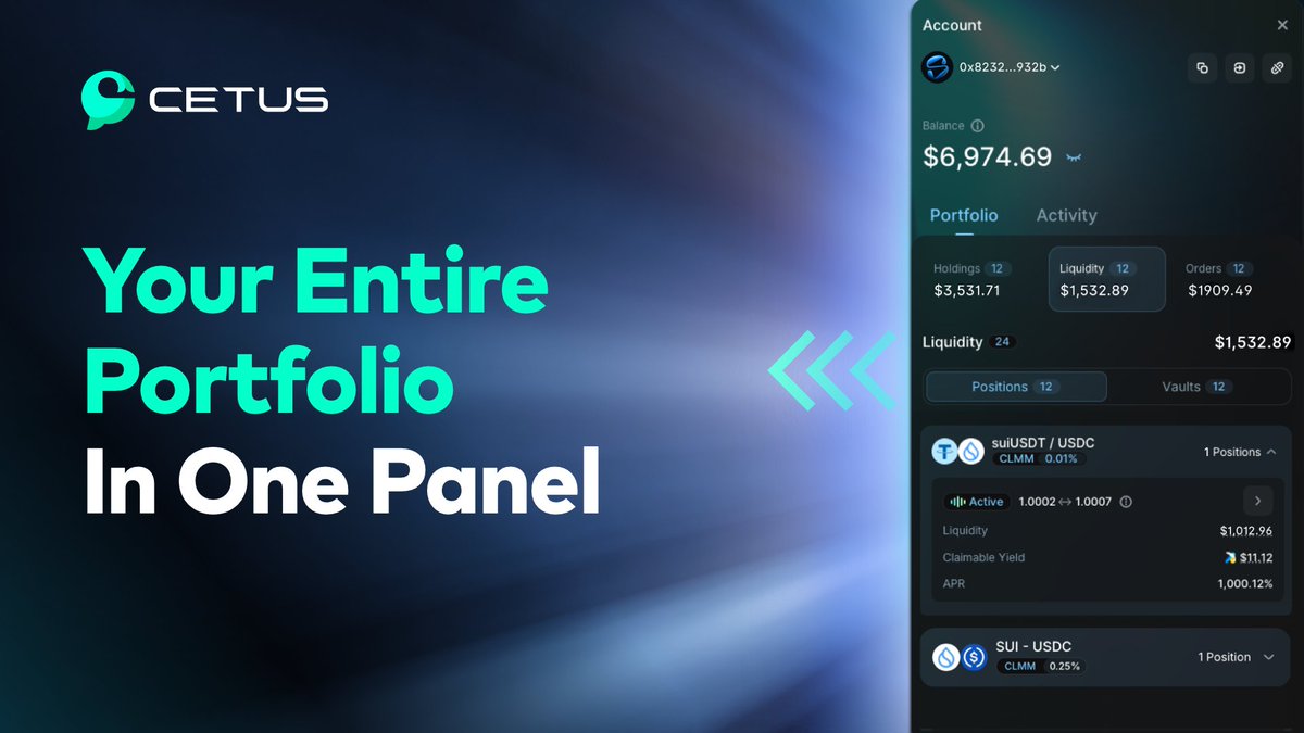 Your portfolio on Cetus — now simpler, lighter, and faster. 🐳

The upgraded Cetus Portfolio brings a more unified view of your assets, liquidity and activity, designed for everyday use.