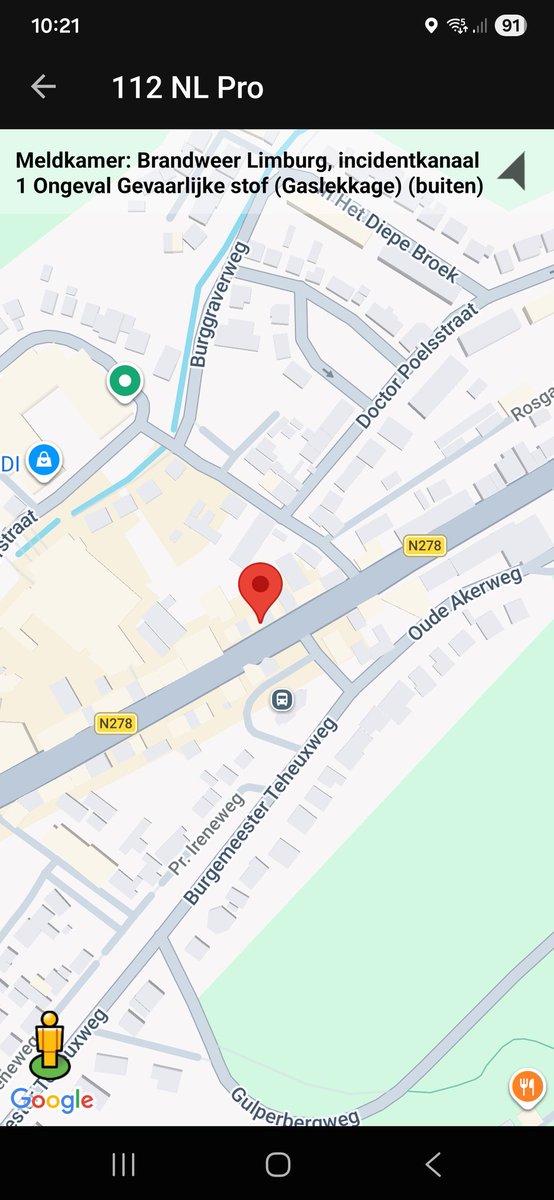 Gaslekkage op N278 Rijksweg in Wittem