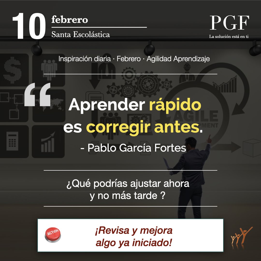 «Aprender rápido es corregir antes.»

Pablo García Fortes

¿Qué podrías ajustar ahora y no más tarde?

Microacción del día: Revisa y mejora algo ya iniciado.

#Citadeldía  #PabloGarcíaFortes #AgilidadAprendizaje #LifelongLearning #Habilidades #SoftSkills