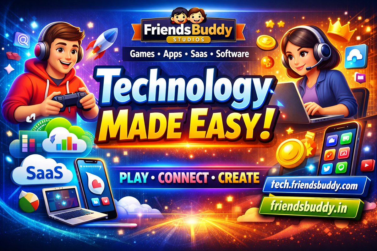 WeFriendsBuddy's tweet image. Technology made EASY 🚀🎮
From Games &amp;amp; Apps to SaaS &amp;amp; Software — FriendsBuddy simplifies tech for everyone.
🎮 FriendsBuddy Games 👉 tech.friendsbuddy.com
⚙️ FriendsBuddy SaaS &amp;amp; Software 👉 friendsbuddy.in

Play • Connect • Create ✨
#TechnologyMadeEasy #FriendsBuddy