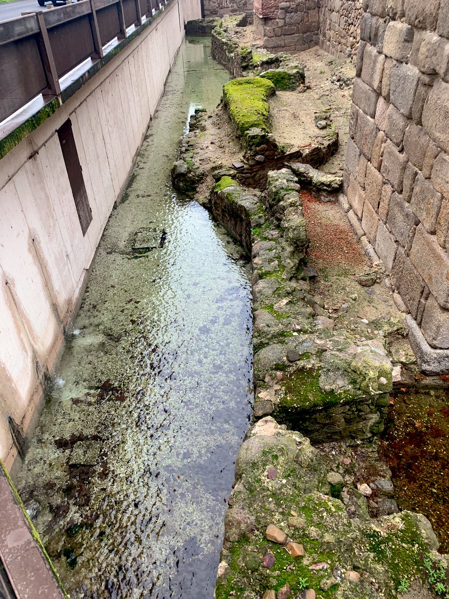 Las filtraciones en el “foso” de las murallas, habitualmente seco, son una buena muestra del nivel de la capa freática en la parte más baja de Talavera. Por cierto, ya nos gustaría que el Tajo bajase con ese agua tan limpio.
