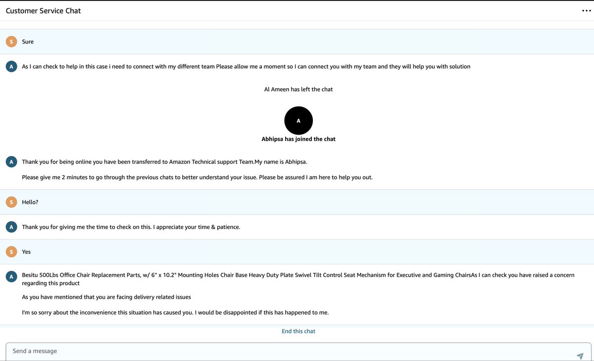 MilesStops's tweet photo. @AmazonHelp @amazonIN @JeffBezos And now the customer service agents keeps bouncing around and transferring one agent to another https://t.co/zC8gfTMpix