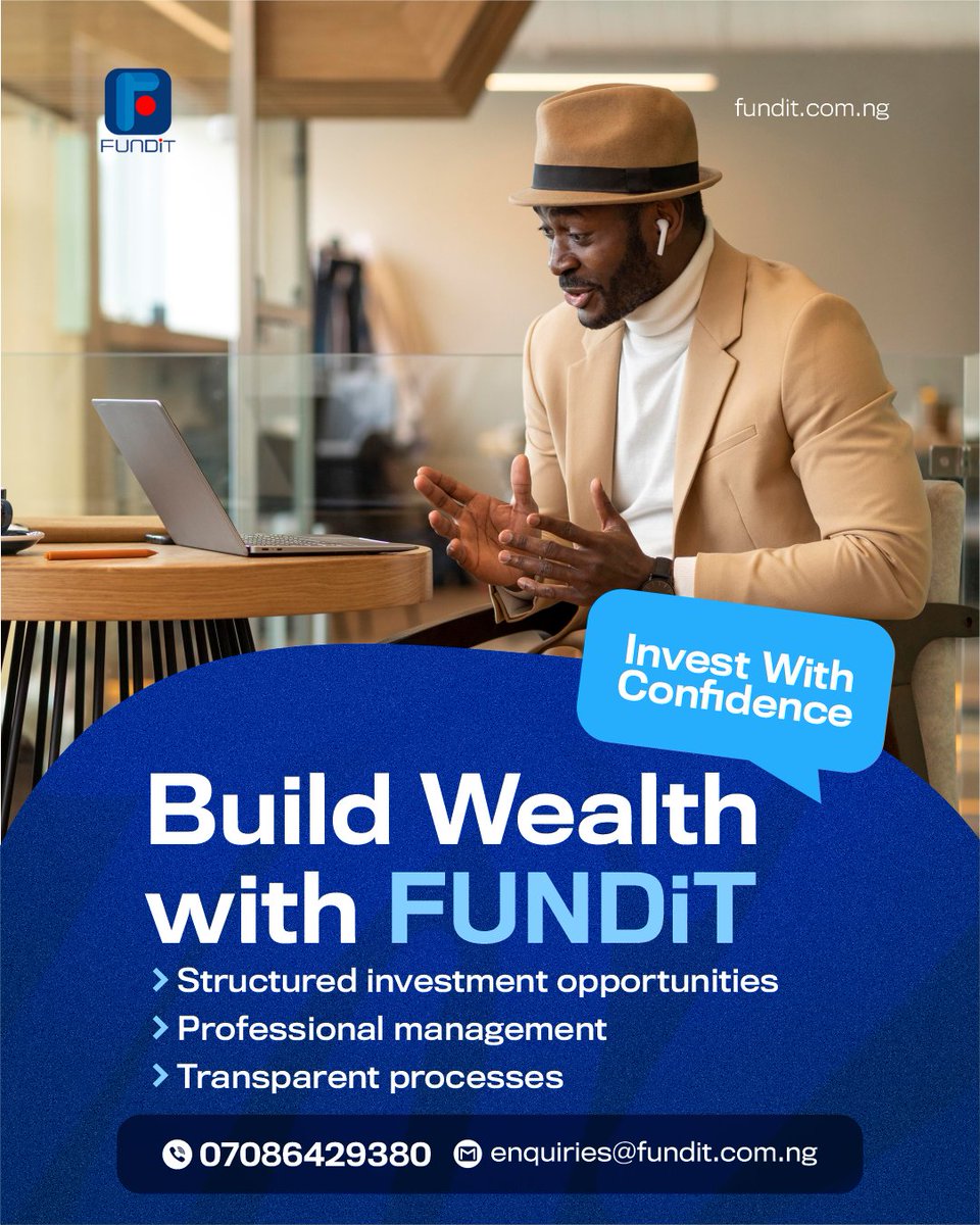 FUNDiTFinancial's tweet image. Your wealth journey deserves structure and transparency.
Invest with confidence with FUNDiT.
✔️ Professional management
✔️ Clear processes
✔️ Structured investment options
Returns subject to market conditions.
📩 DM us to start.
#FUNDiT #InvestWithConfidence #SmartInvesting