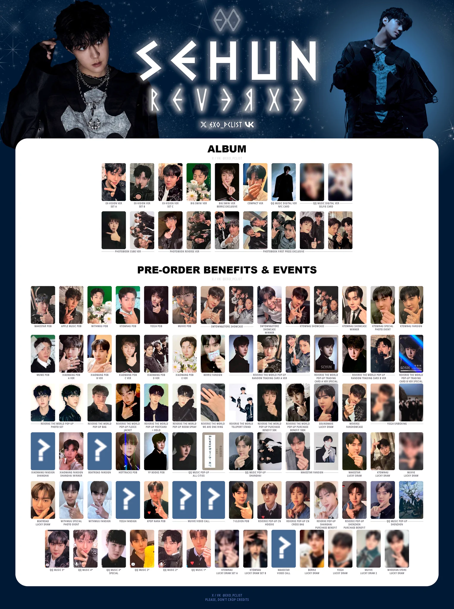 EXO's photocard lists | ot9 on X: 
