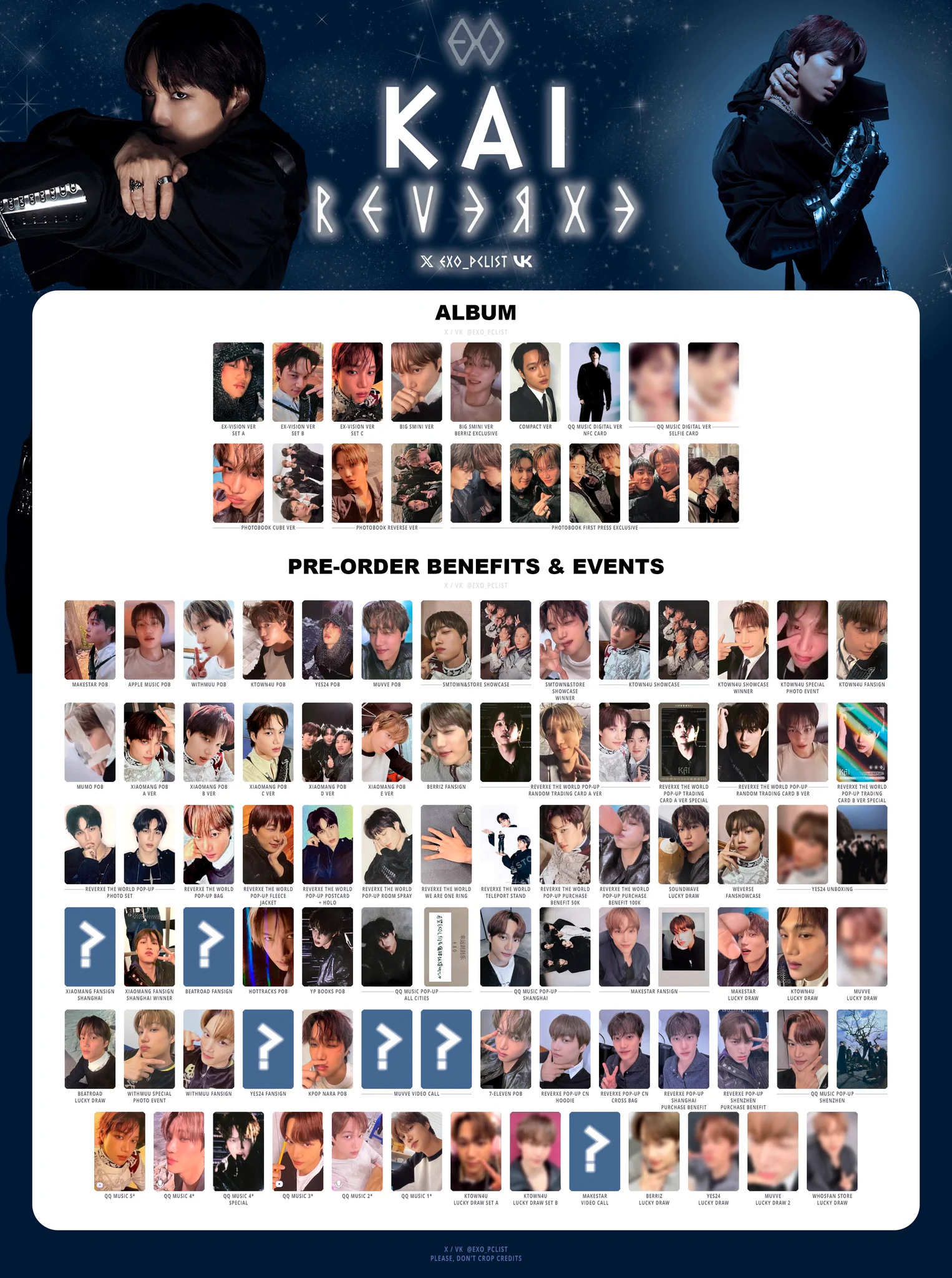 EXO's photocard lists | ot9 on X: 