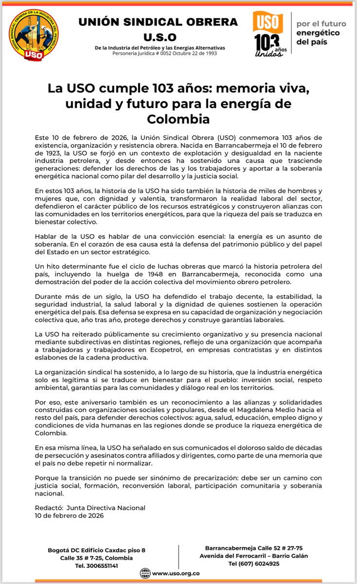 USO Colombia tweet media