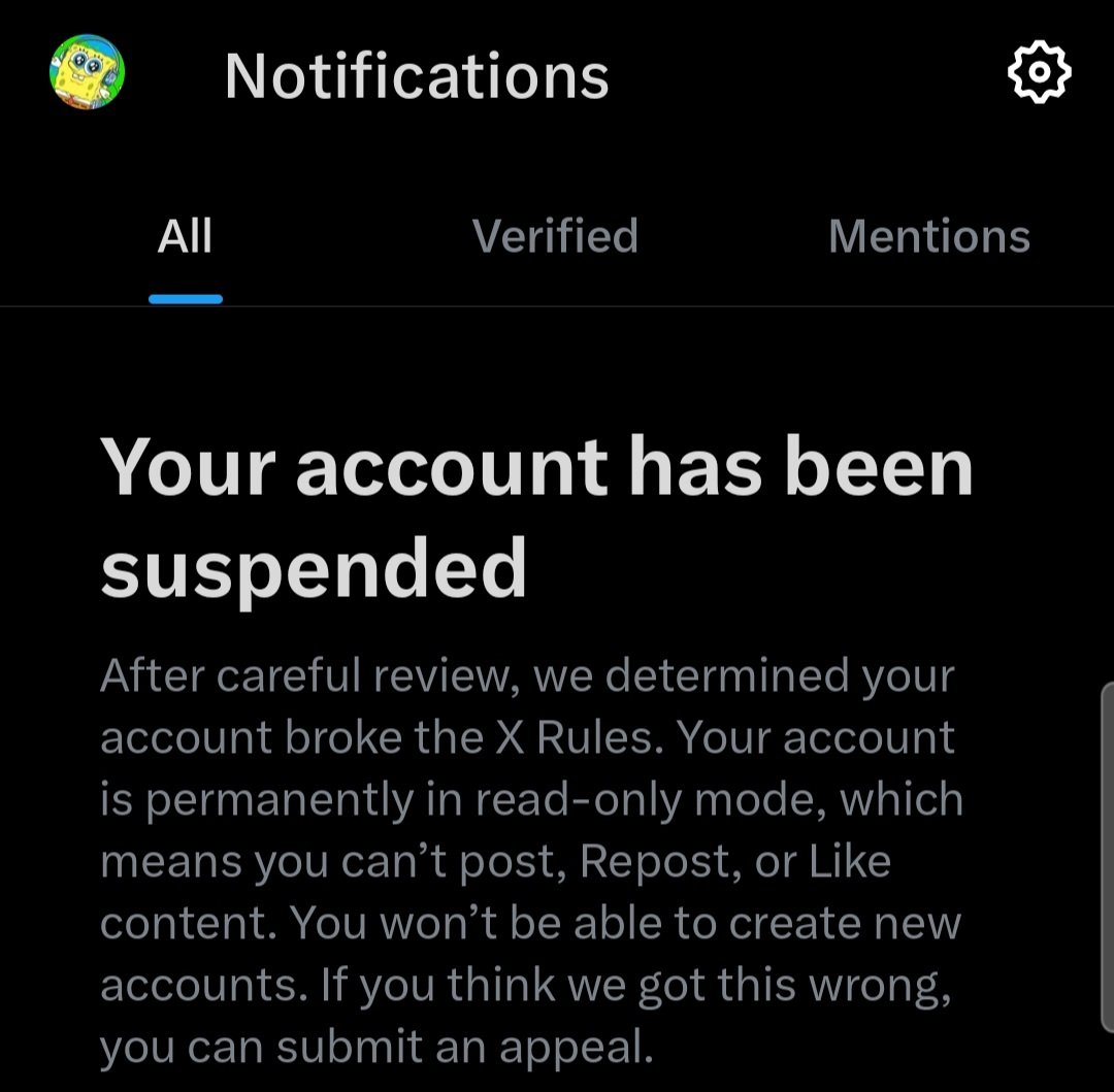 SussedSponge's tweet image. Hi guys, it's me Sponge. They suspended my main for "copyright infringement" despite everything I've posted recently being in the TOS. Twitter can suspend you for posting decade old SpongeBob clips apparently. Oomfs share this around please :( #SpongeBob