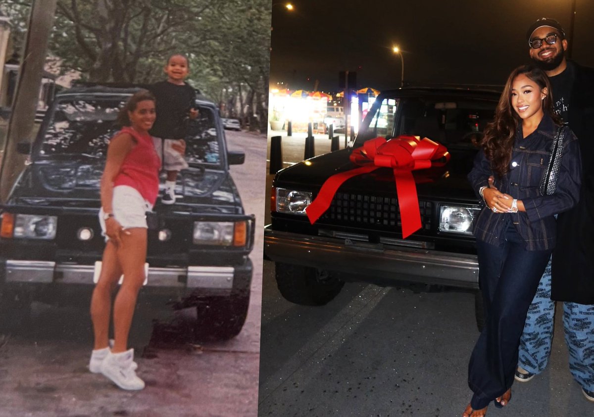 HelloPRFSR's tweet image. KAT's girlfriend Jordyn Woods located the car his late mom Jackie had when he was a kid and got it for his 30th birthday today