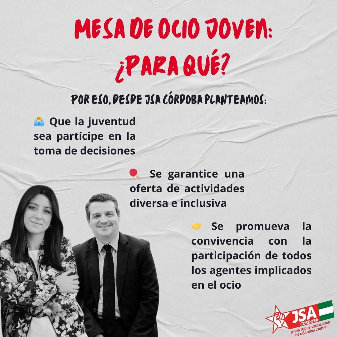 Frente al caos y abandono del ocio en Córdoba de manos de <a href="/jmbellidoroche/">José Maria Bellido</a> y Cintia Bustos, queremos y apostamos porque sea la propia juventud la que participe en la toma de decisiones junto a todos los agentes del sector. ¡Mesa de ocio joven YA!