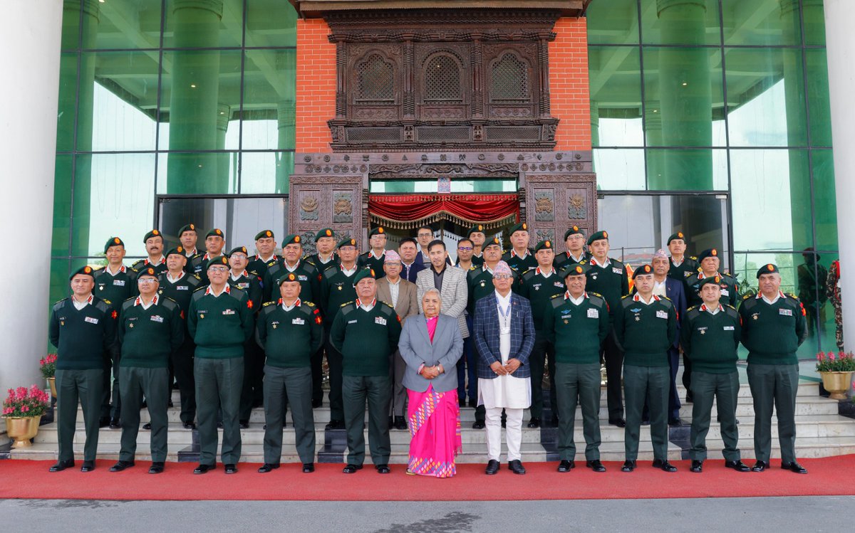 NepaliArmyHQ's tweet photo. माघ २७ गते नेपाली सेनाका विभिन्न विभाग, महानिर्देशनालय, निर्देशनालयका प्रमुखहरूका साथै पृतनापतिहरूको सहभागितामा नियमित अर्धवार्षिक रूपमा सञ्चालन हुने पृतनापति समन्वयात्मक बैठक-२०८२ सुरु भयो।
#NepaliArmy
#CommandersConference https://t.co/PGGdTPQ1Jf