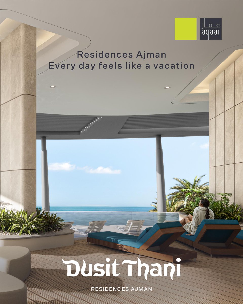 AqaarAjman's tweet image. A tranquil infinity pool overlooking the sea — where time slows, the horizon opens, and relaxation becomes a daily ritual.
Welcome to Dusit Thani Residences Ajman, where resort-style living is your everyday reality.

 #ResidencesAjman #DusitThaniResidences #InfinityPool