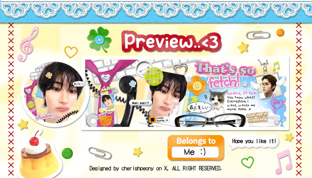 CherishPeony's tweet image. Help repost boleh? Thanks! 🩷📞👔
#zonaba #zonauang 

Kenalan yuk sama anak baru Audrey yang nantinya akan masuk ke dalam katalog, namanya ‘So Fetch!’ &amp;gt;__&amp;lt; seperti biasa, kalo ada yang gak aman bisa hubungi aku di DM ya. 

LAYOUT MODEL STELLA KEONHO &amp;amp; IAN UFS, grab yours. 🪽