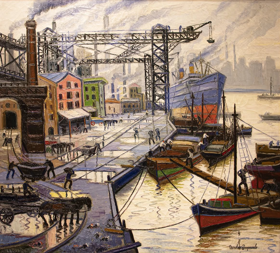 Título: Actividad en el puerto
Autor: Osvaldo Imperiale