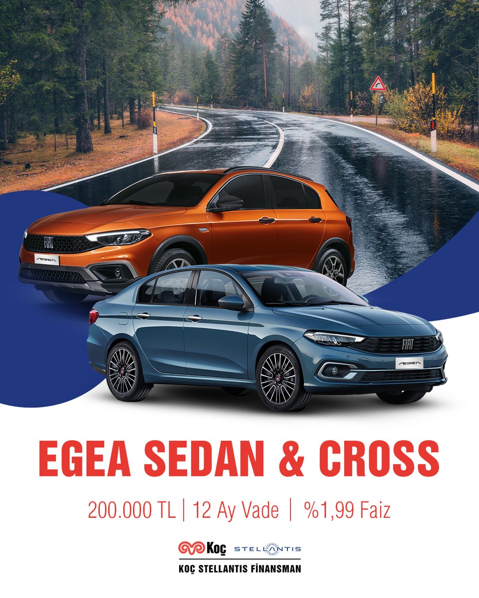 Doğa kendi ritminde.
Sen de Egea Sedan &amp; Cross ile yolun ritmini yakala.

#KoçStellantisFinansman #TaşıtKredisi #Fiat #EgeaSedan #EgeaCross