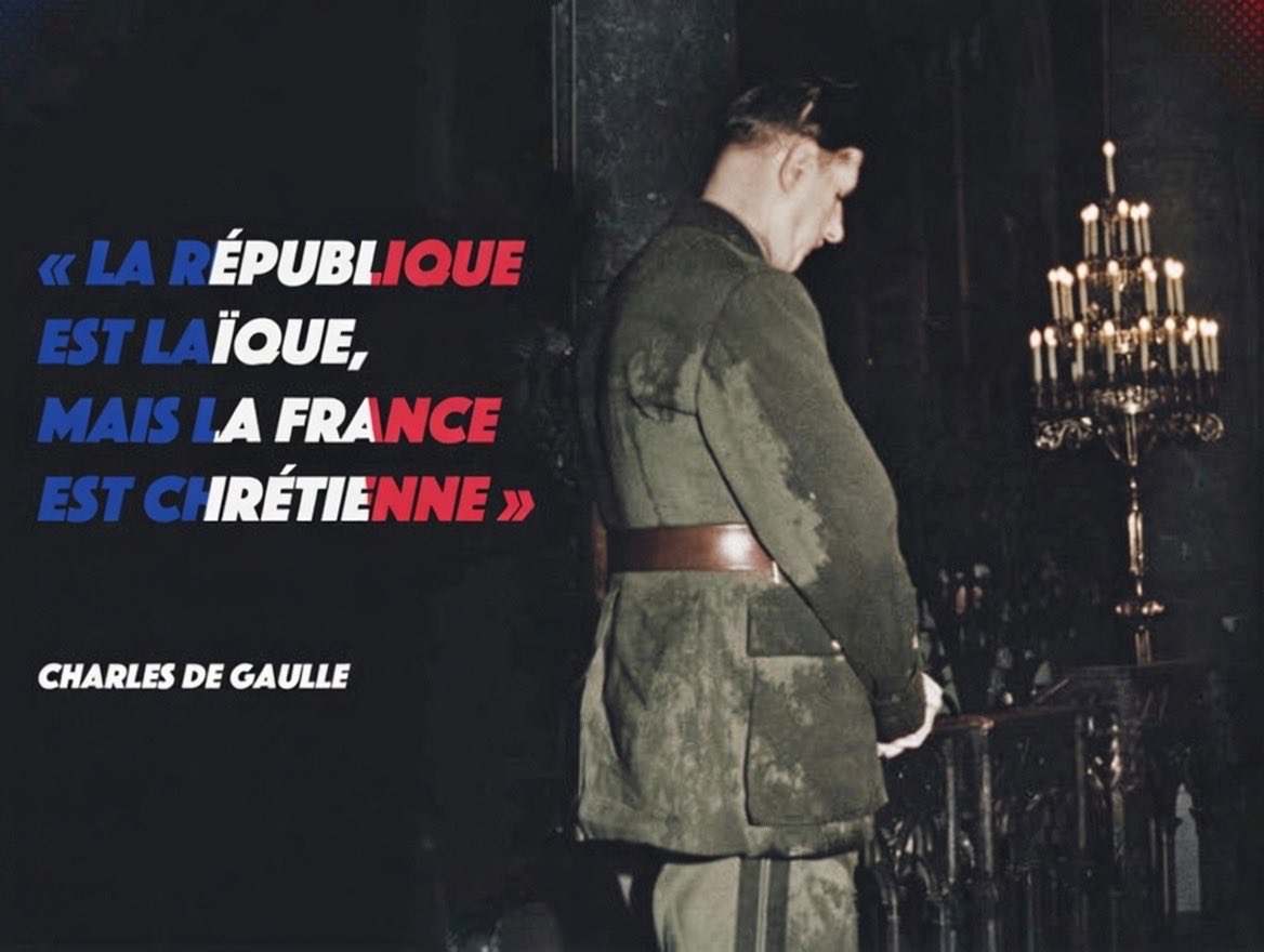 PsyGuy007's tweet image. ✝️🇫🇷 Le général Charles de Gaulle a déclaré : « La République est laïque, mais la France est chrétienne. »

🗳️ Êtes-vous d’accord avec lui ?

A. OUI
B. NON