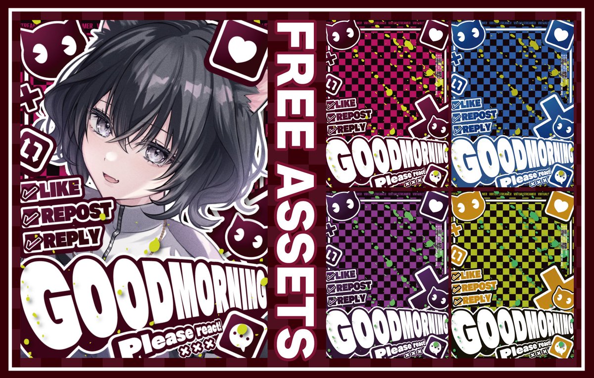 Amagami8110's tweet photo. ✨フリー素材✨

シンプルポップなおはよう素材

・いいね＆RTで使用OK⭕️
・自作発言・二次配布NG❌
フォローは任意 

モデル詳細と素材はリプ欄

#VTuber素材 #おはようVTuber素材 https://t.co/Fq7UnB3Wsf