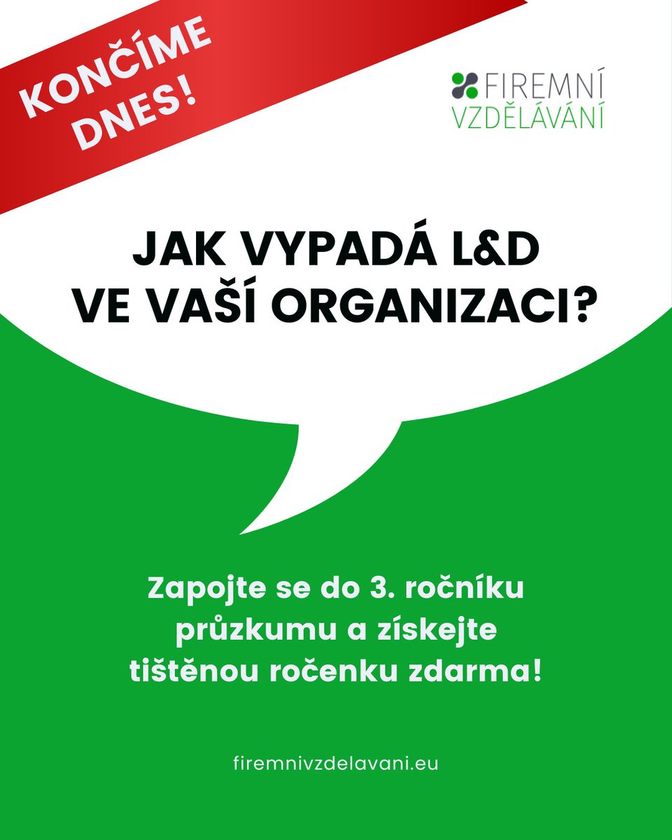 ⏰ Končíme dnes o půlnoci!

🔗 forms.cloud.microsoft/r/Sjs1nQMkRg

#edu #hr #lnd #firemnivzdelavani #pruzkum