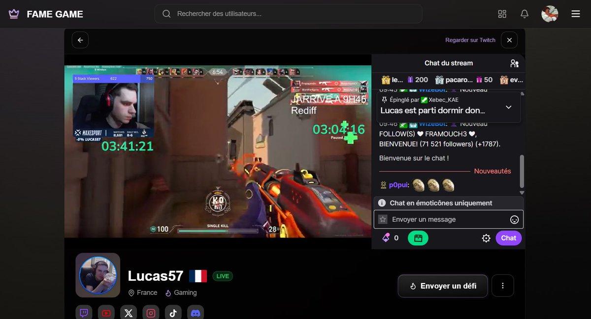 📺 Twitch live integrated into Fame Game
Watch live streams and send challenges directly on Fame Game, without ever leaving the streamer’s live.

🎯 New features
Goal-based and sponsored challenges, challenge suggestions, new overlays and chatbot messages, and a referral program.
