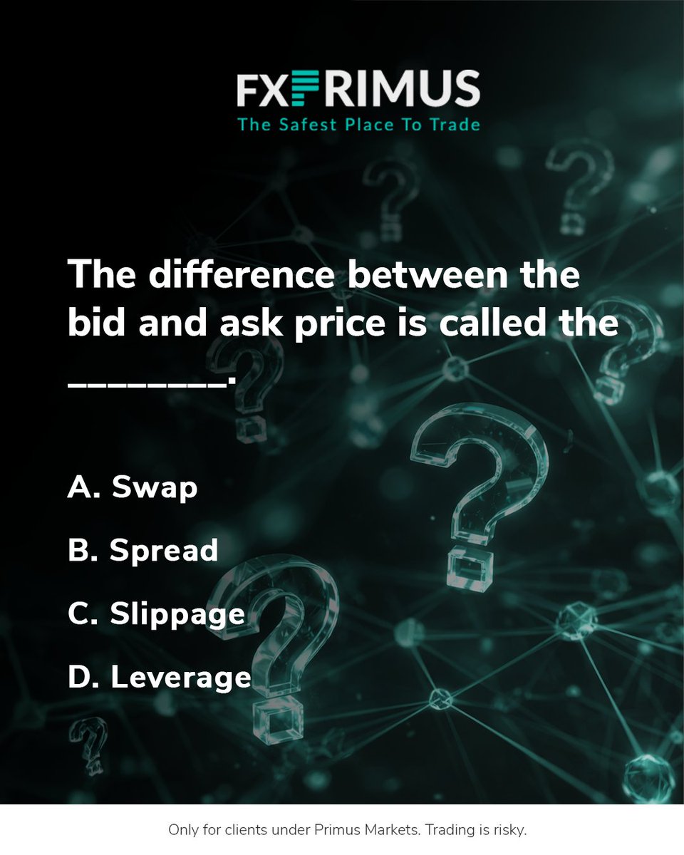 FXPrimusoffical's tweet image. Time to Fill in the Blank!
 
“The difference between the bid and ask price is called the ________.”
 
Leave your answers in the comments below!
 
 #FXprimus #QuizTime #quizoftheday #trading #forex #Quiz