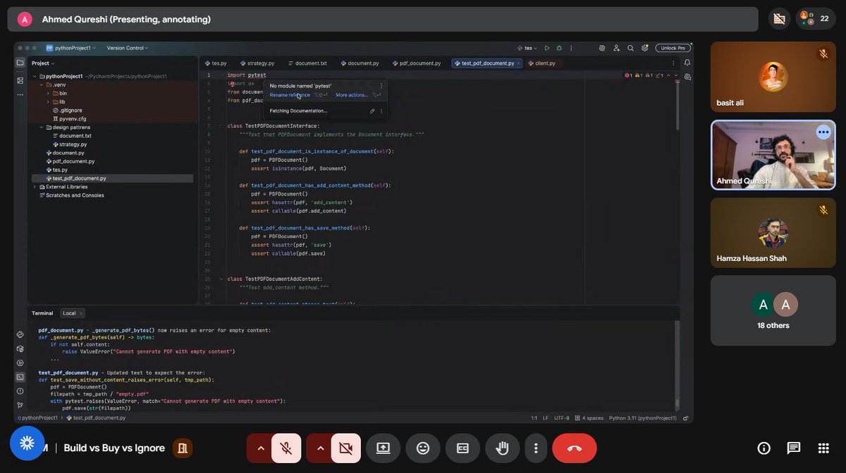 basitali2405's tweet photo. Yesterday’s Code Kata on Singleton Design Pattern with @click_chain  was 🔥! Big thanks to Sana Shaharyar &amp; Ahmed Qureshi for the awesome session, and to founder @ali_clickchain  for creating this gem of a platform.
#SingletonPattern #CodeKata #DesignPatterns #ClickChainAcademy https://t.co/3KOFAM5ROq