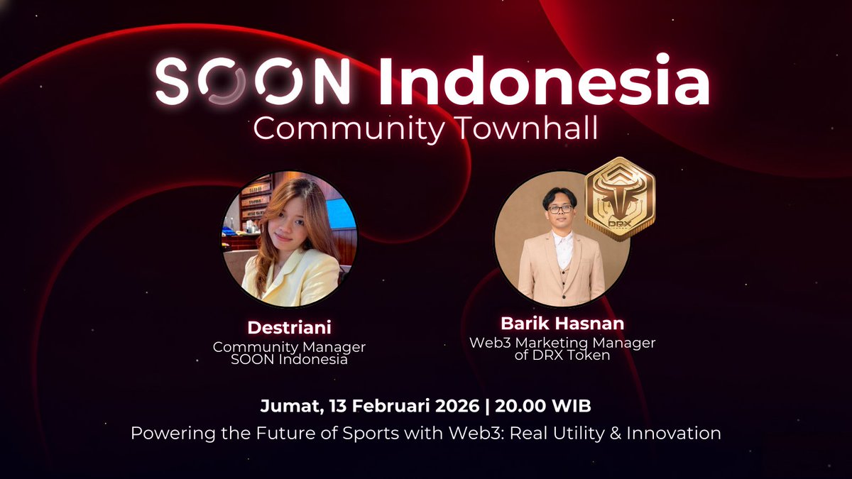 AMA ALERT: SOON x DRX 🚨

Mau tau gimana jersey NFC dan sport-tech bisa ngubah cara kita dukung atlet di 2026, dari bukti autentik sampai reward dan pengalaman yang nyambung ke dunia nyata? Sekalian kita bahas juga use case DRX Token itu dipakai buat apa aja di ekosistem DRX.