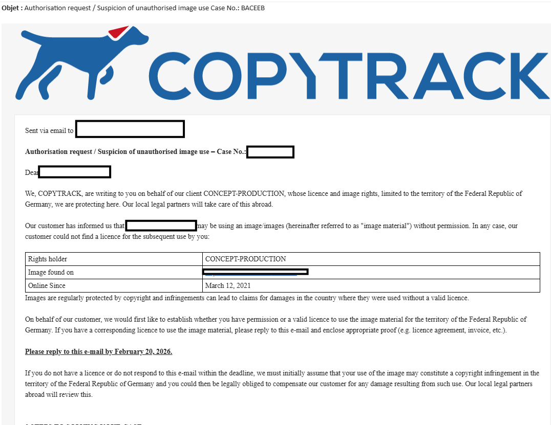 Loran750's tweet photo. Encore ce scam de chez #Copytrack. Cher @COPYTRACK, je te propose de prendra ta main, d'indiquer une direction, et d'y aller bien te faire f***tre. https://t.co/9WysNTCKi5